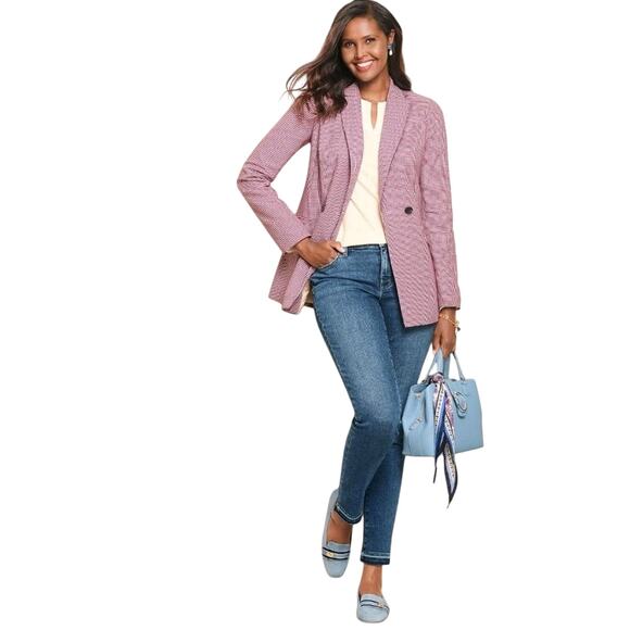 Talbots Double Breasted Houndstooth Blazer Jacket Woman's 12 Career Professional - Picture 11 of 14